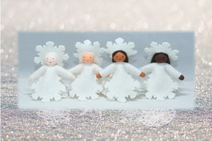 Snowflake Princess (miniature hanging felt doll, white outfit)