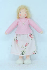 Mother Doll (miniature bendable felt doll, blonde, fair skin)