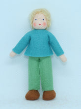 Boy Doll (miniature bendable felt doll, blonde, fair skin)