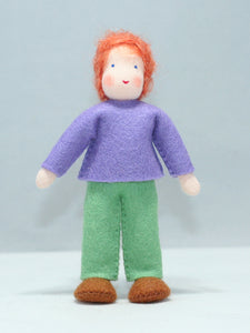 Boy Doll (miniature bendable felt doll, ginger, fair skin)