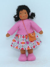 Girl Doll (miniature bendable felt doll, brunette, medium skin)
