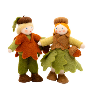 3.5" Acorn Family  (miniature bendable felt doll)