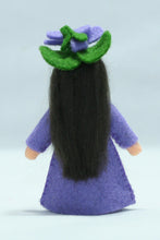 Sweet Violet Fairy (miniature standing felt doll, flower hat)