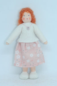 Mother Doll (miniature bendable felt doll, ginger, fair skin)