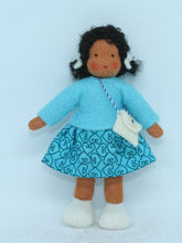 Girl Doll (miniature bendable felt doll, brunette, medium skin)