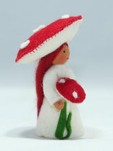 Mushroom Fairy (miniature standing doll, holding mushroom, red)