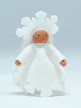 Ice Crystal Princess (miniature hanging felt doll, white outfit)