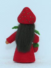 Strawberry Fairy (miniature standing felt doll, holding berries)