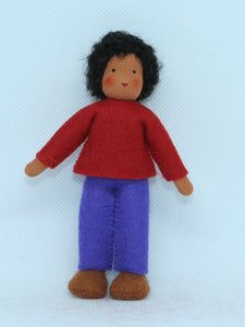 Boy Doll (miniature bendable felt doll, medium skin)