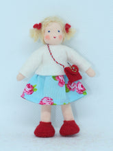 Girl Doll (miniature bendable felt doll, blonde, fair skin)