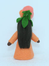 Rose Fairy (2.5" miniature standing felt doll, flower hat, orange)