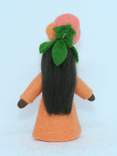 Rose Fairy (miniature standing felt doll, flower hat, orange)
