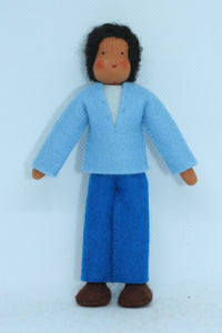 Father Doll (miniature bendable felt doll, medium skin)