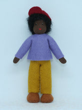 Boy Doll (miniature bendable felt doll, dark skin)