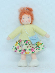 Girl Doll (miniature bendable felt doll, ginger, fair skin)