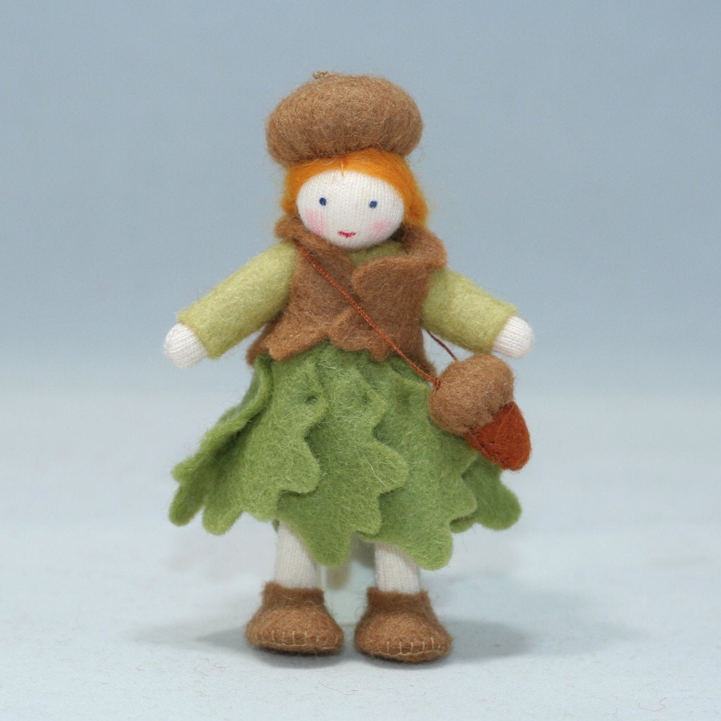 Acorn Pixie Doll – 3.5” Handmade Felt Waldorf Decoration by
