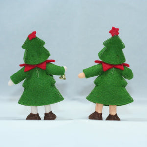 Christmas Tree Pixie Doll – 2" & 3" Handmade Felt Waldorf Decorations by Ambrosius