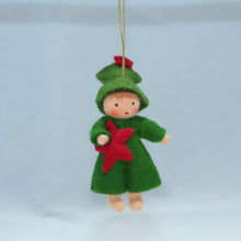 Handmade Christmas Tree Pixie Doll by Ambrosius – Eco-Friendly Wool Felt Waldorf Toy from Eco Flower Fairies LLC