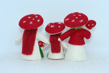Mushroom World - Fly Agaric Fairy Mushroom Family Doll Set – 2.5", 3" & 3.5" Handmade Felt Waldorf Decorations by Ambrosius