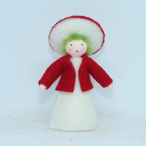 Handmade Fly Agaric Fairy Doll by Ambrosius – Eco-Friendly Wool Felt Waldorf Toy from Eco Flower Fairies LLC