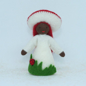 Handmade Fly Agaric Fairy Doll by Ambrosius – Eco-Friendly Wool Felt Waldorf Toy from Eco Flower Fairies LLC