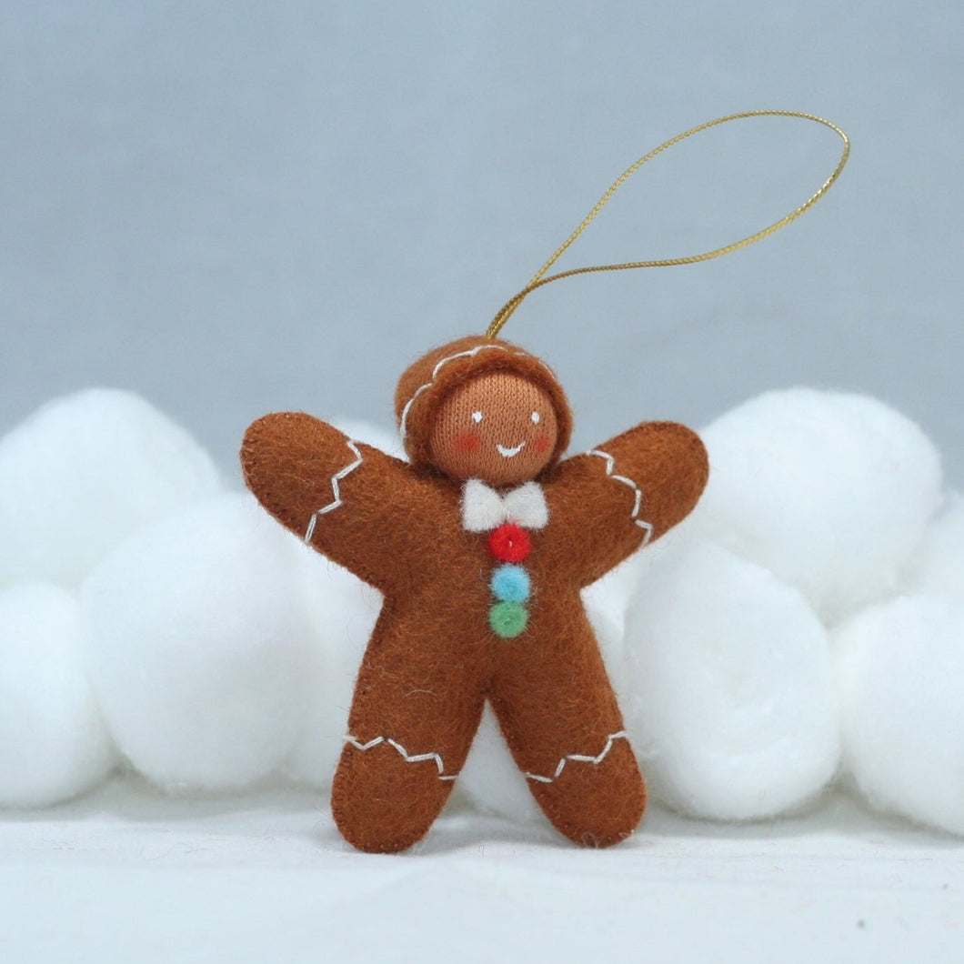 Handmade Christmas Gingerbread Doll by Ambrosius – Eco-Friendly Wool Felt Waldorf Toy from Eco Flower Fairies LLC