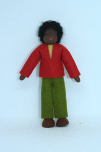 Father Doll (miniature bendable felt doll, dark skin)