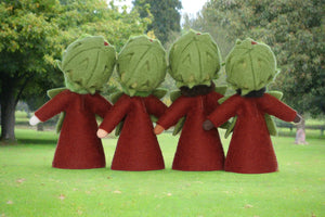 Chestnut Family (set of three miniature standing felt dolls)