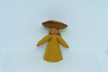 Mushroom Fairy (miniature standing felt doll, orange mushroom cap)