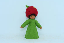 Apple Fairy (miniature standing felt doll, fruit hat)