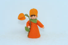 Japanese Lantern Fairy (miniature standing felt doll, holding flower)