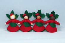 Holly Berry Princess Doll – 2.5" Handmade Felt Waldorf Decoration by Ambrosius