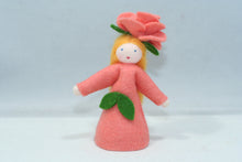 Rose Fairy (2.5" miniature standing felt doll, flower hat, orange)