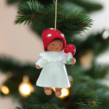 Handmade Fly Agaric Mushroom Pixie Doll by Ambrosius – Eco-Friendly Wool Felt Waldorf Toy from Eco Flower Fairies LLC