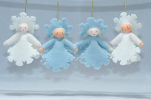 Snowflake Princess Doll – 2.5" Handmade Felt Waldorf Decoration by Ambrosius