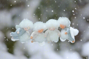 Handmade Snow Baby Doll by Ambrosius – Eco-Friendly Wool Felt Waldorf Toy from Eco Flower Fairies LLC