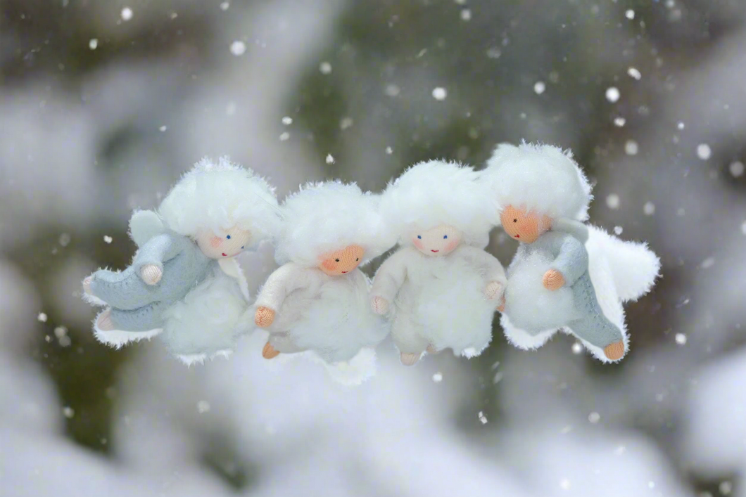 Handmade Snow Baby Doll by Ambrosius – Eco-Friendly Wool Felt Waldorf Toy from Eco Flower Fairies LLC