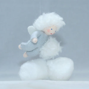 Handmade Snow Baby Doll by Ambrosius – Eco-Friendly Wool Felt Waldorf Toy from Eco Flower Fairies LLC