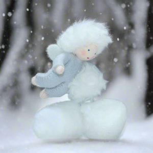 Handmade Snow Baby Doll by Ambrosius – Eco-Friendly Wool Felt Waldorf Toy from Eco Flower Fairies LLC
