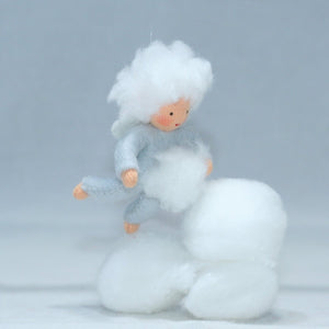 Handmade Snow Baby Doll by Ambrosius – Eco-Friendly Wool Felt Waldorf Toy from Eco Flower Fairies LLC