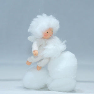 Handmade Snow Baby Doll by Ambrosius – Eco-Friendly Wool Felt Waldorf Toy from Eco Flower Fairies LLC