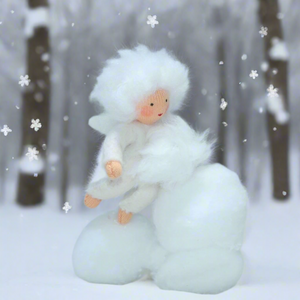 Handmade Snowflake Baby Doll by Ambrosius – Eco-Friendly Wool Felt Waldorf Toy from Eco Flower Fairies LLC