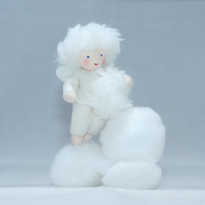 Handmade Snow Baby Doll by Ambrosius – Eco-Friendly Wool Felt Waldorf Toy from Eco Flower Fairies LLC
