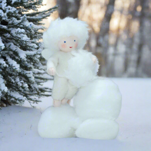Handmade Snowflake Baby Doll by Ambrosius – Eco-Friendly Wool Felt Waldorf Toy from Eco Flower Fairies LLC