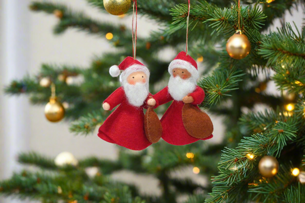 Handmade Santa Finger Puppet Doll by Ambrosius – Eco-Friendly Wool Felt Waldorf Toy from Eco Flower Fairies LLC