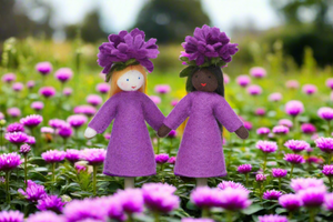 Chrysanthemum Fairy Doll – 2.5” & 3" Handmade Felt Waldorf Decorations by Ambrosius