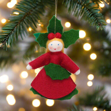 Handmade Holly Berry Princess Doll by Ambrosius – Eco-Friendly Wool Felt Waldorf Toy from Eco Flower Fairies LLC