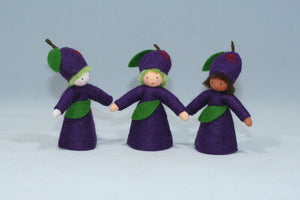 Plum Fairy Doll – 2.5" & 3" Handmade Felt Waldorf Decorations by Ambrosius