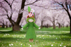 Apple Blossom Fairy Doll – 2.5” Handmade Felt Waldorf Decoration by Ambrosius