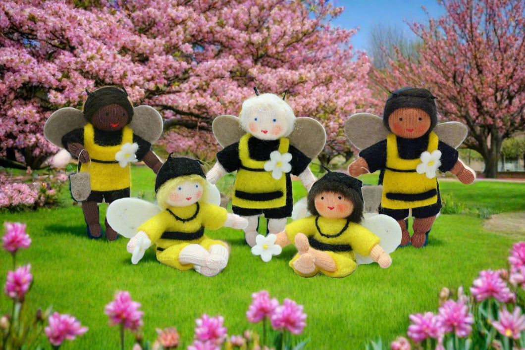 Handmade Bee Pixie Doll by Ambrosius – Eco-Friendly Wool Felt Waldorf Toy from Eco Flower Fairies LLC